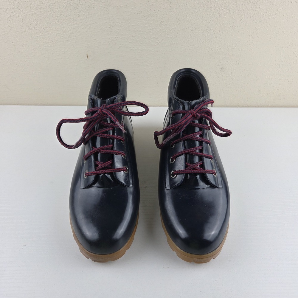 Lands End Vintage Rubber Navy Blue Rain Duck‎ Garden Shoe Boots Women's Size 9 M - Picture 4 of 10
